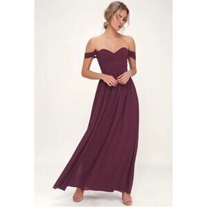 Lulus Dress Women’s Small Chiffon Off-the-Shoulder Prom Bridesmaid Formal Maxi